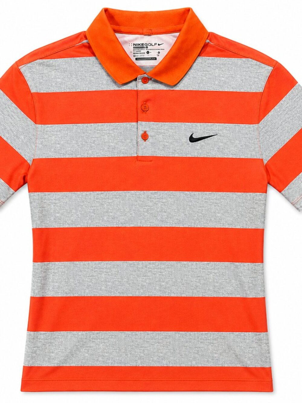 Nike Golf Dri-FIT Polo Mens L Orange Gray Striped Standard Fit Performance Shirt